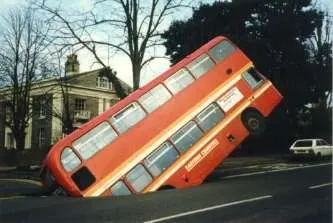Bus in sinkhole